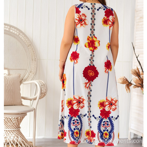 China Plus Size Casual Women Printing Long Dress Supplier